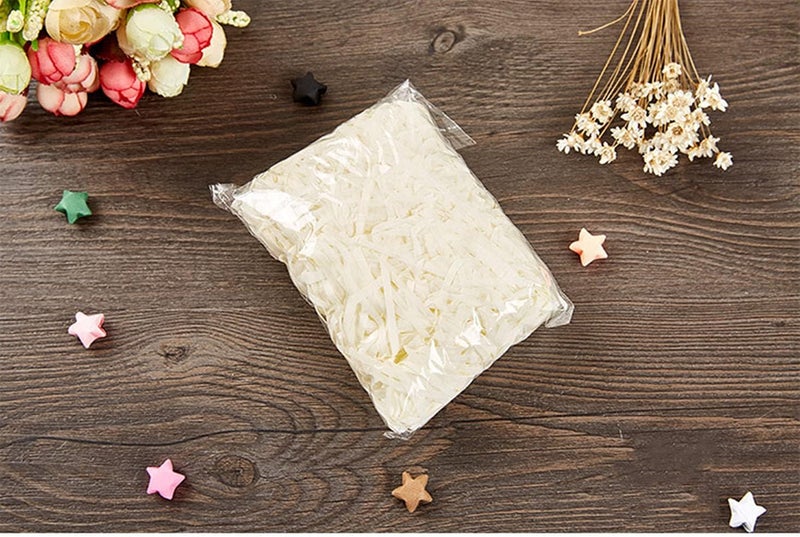 JINZOFLY Raffia Paper Shreds, 100g Shredded Paper for Gift Box, Crinkle Cut Paper Shred Filler for Gift Wrapping & Basket Filling(Creamy-white) - Image 4